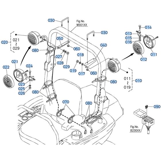 Light Assembly for Kubota ZD1011 Zero-Turn Mower