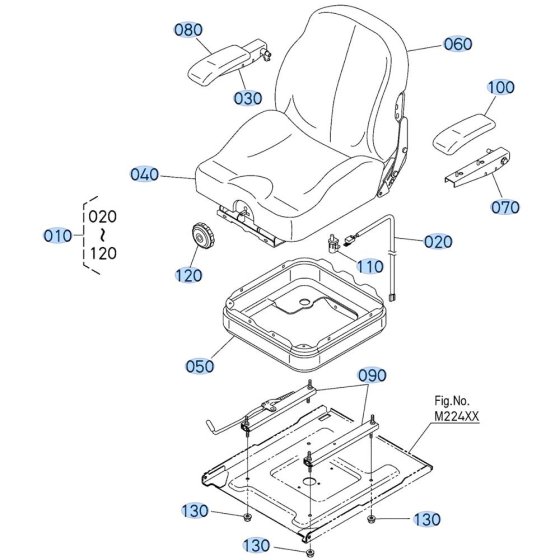 Seat Assembly for Kubota ZD1011 Zero-Turn Mower