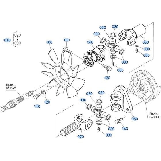 Universal Joint Assembly for Kubota ZD1011 Zero-Turn Mower