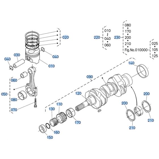 Crankshaft, Piston Assembly for Kubota ZD1211 Zero-Turn Mower