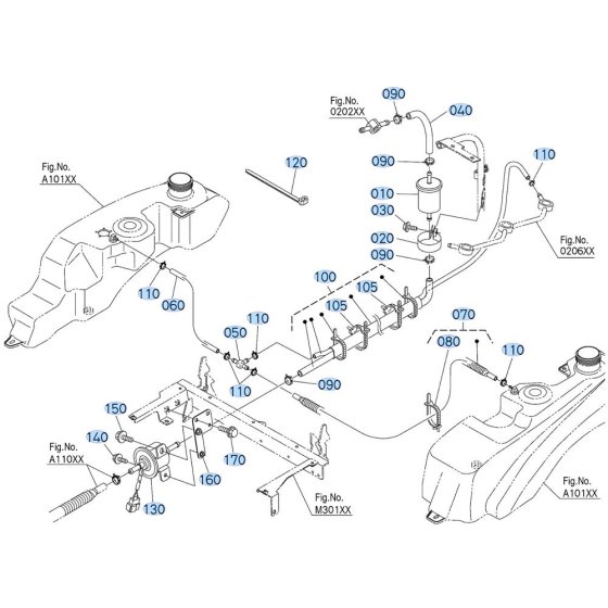 Fuel System Assembly for Kubota ZD1211 Zero-Turn Mower