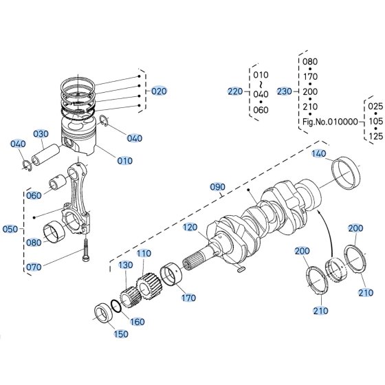 Crankshaft, Piston Assembly for Kubota ZD1211-3 Zero-Turn Mower