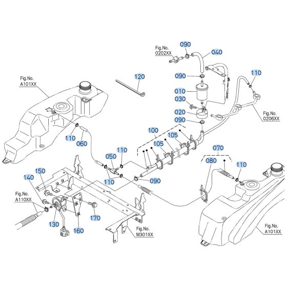 Fuel System Assembly -1 for Kubota ZD1211-3 Zero-Turn Mower