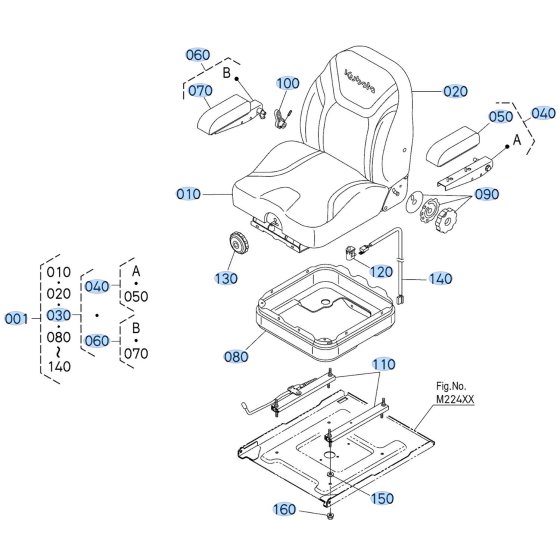 Seat Assembly for Kubota ZD1211-3 Zero-Turn Mower