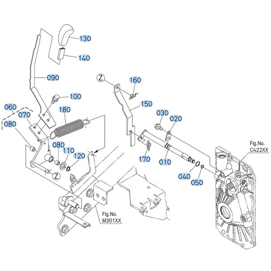 Gear Shift Lever Assembly for Kubota ZD1211-3 Zero-Turn Mower