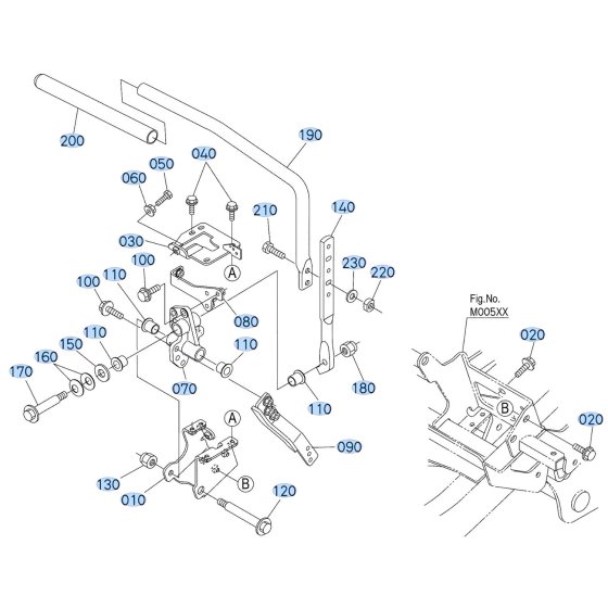 Control Lever (Left) Assembly for Kubota ZD1211-3 Zero-Turn Mower