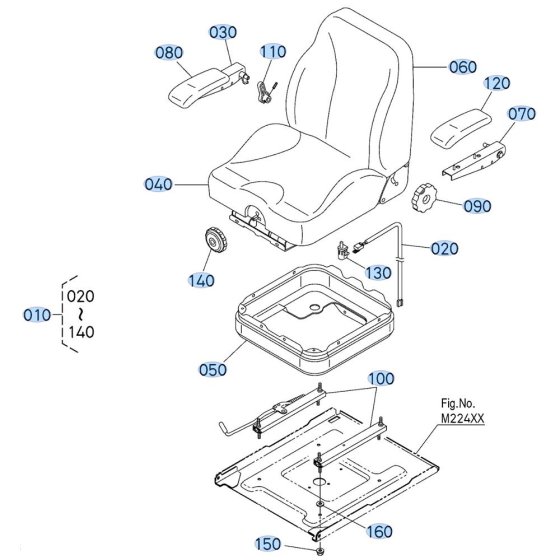 Seat Assembly for Kubota ZD1211 Zero-Turn Mower