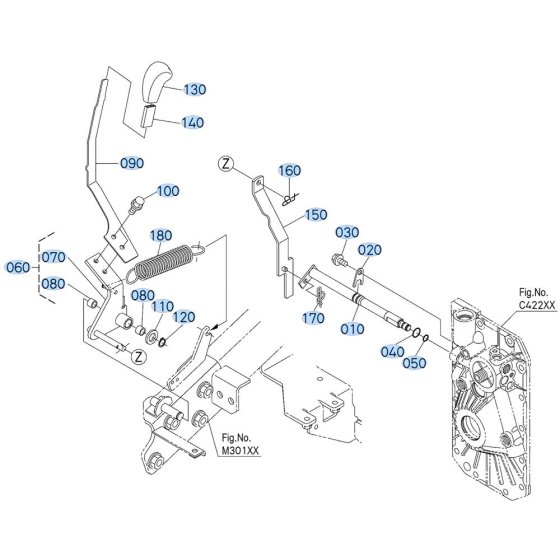 Gear Shift Lever Assembly for Kubota ZD1211 Zero-Turn Mower