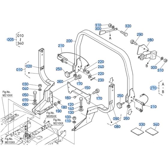Roll-Over Protective Structure Assembly for Kubota ZD18 Zero-Turn Mower