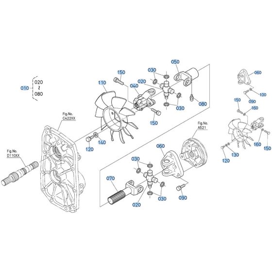 Universal Joint Assembly for Kubota ZD18 Zero-Turn Mower
