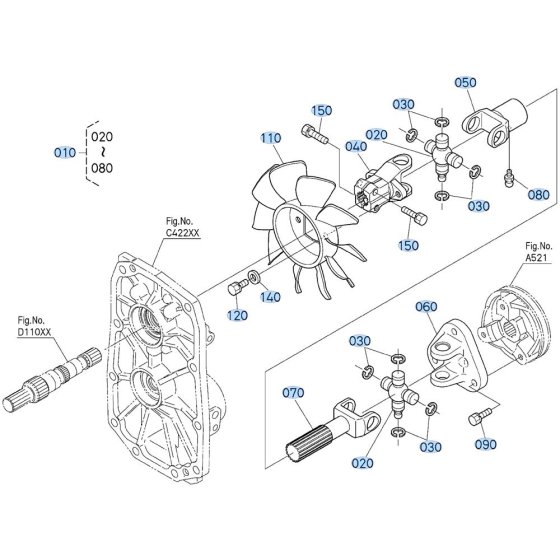 Universal Joint Assembly for Kubota ZD21 Zero-Turn Mower