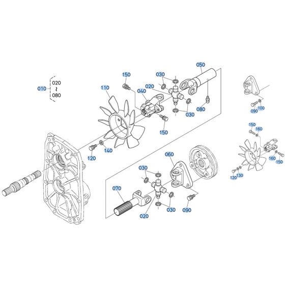 Universal Joint Assembly for Kubota ZD28 Zero-Turn Mower