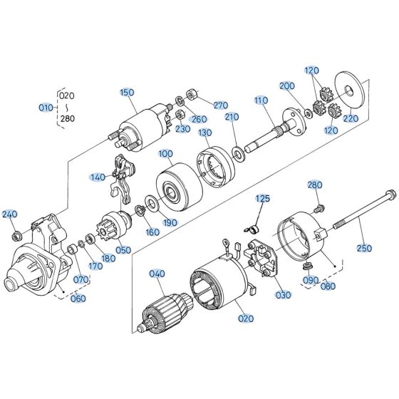 Starter Assembly for Kubota ZD28 Zero-Turn Mower