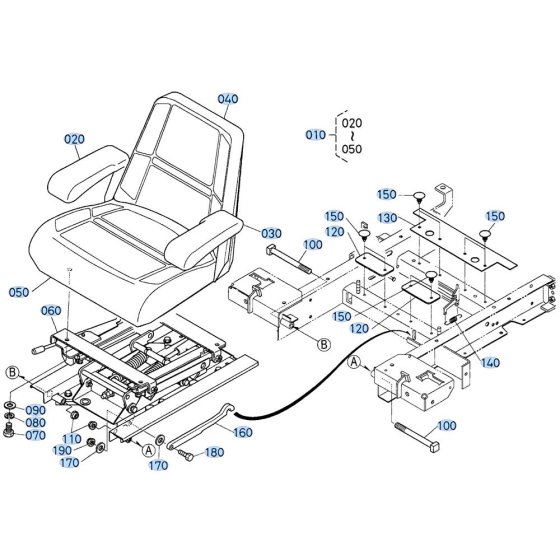 Seat Assembly for Kubota ZD28 Zero-Turn Mower