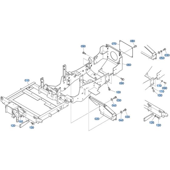 Main Frame Assembly for Kubota ZD28 Zero-Turn Mower