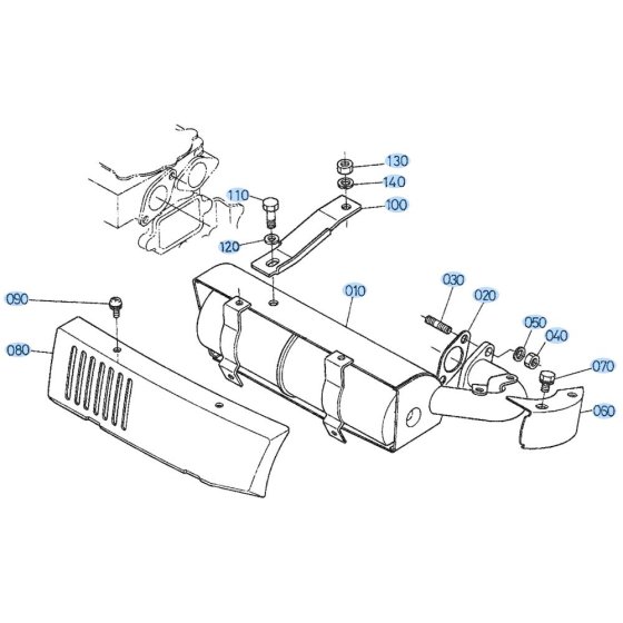 Muffler Assembly for Kubota AT55 Tiller