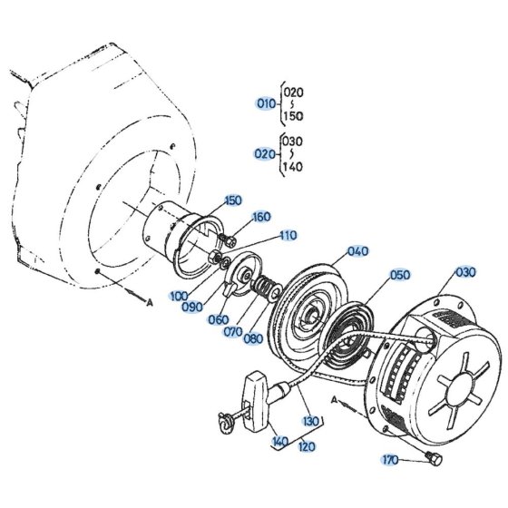 Recoil Starter Assembly for Kubota AT55 Tiller