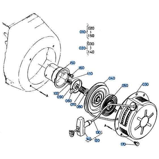 Recoil Starter Assembly for Kubota AT60 Tiller