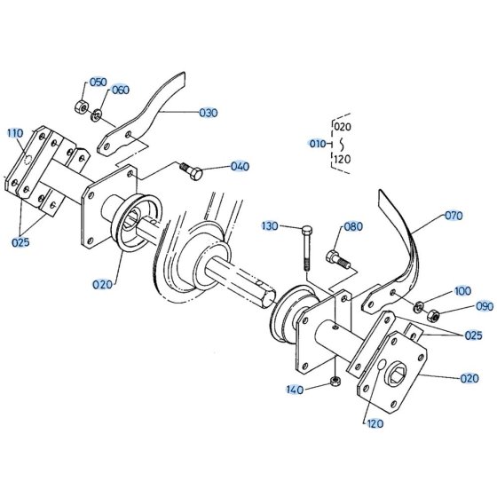 Blade Shaft Assembly for Kubota AT70S Tiller