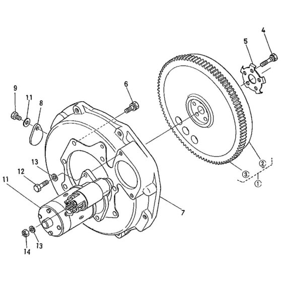 Flywheel Assembly for Kubota D750-BC Engine