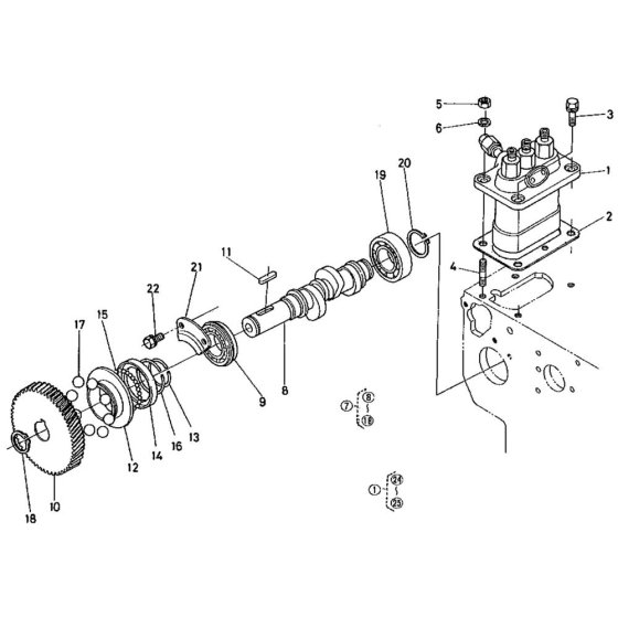 Fuel Camshaft Assembly for Kubota D750-BC Engine