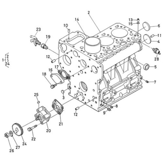 Crankcase Assembly for Kubota D950-BBS Engine