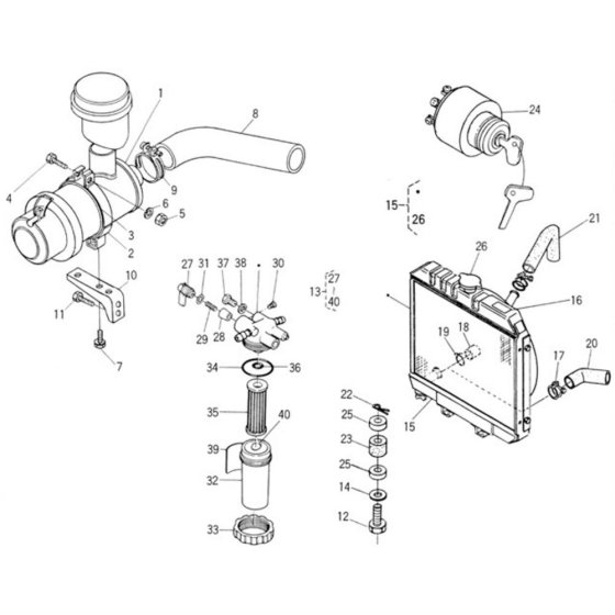 Air Cleaner Assembly for Kubota D950-BBS Engine