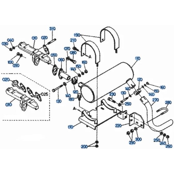 Muffler Assembly for Kubota KH101 Mini Excavator