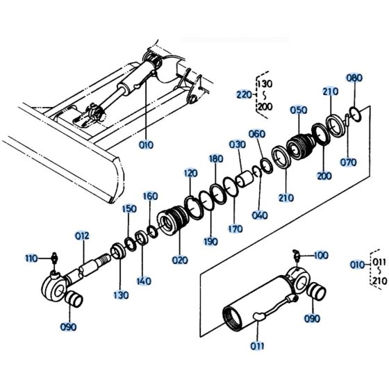 Dozer Cylinder Assembly for Kubota KH151 Mini Excavator