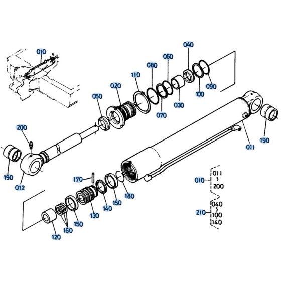 Swing Cylinder Assembly for Kubota KH151 Mini Excavator