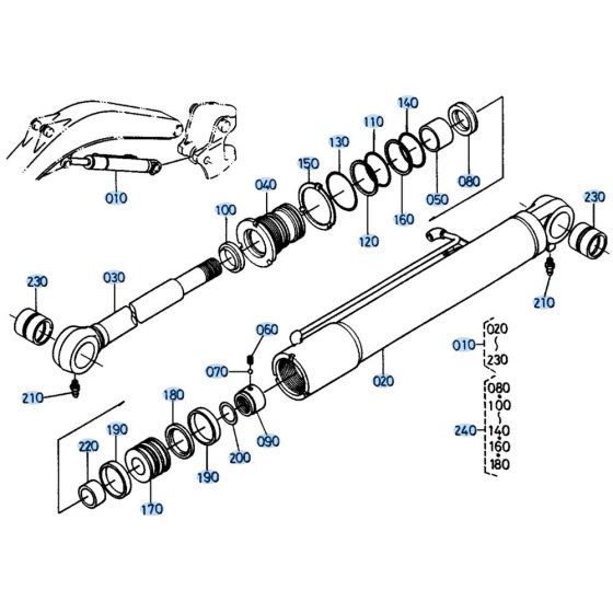 Boom Cylinder Assembly for Kubota KH191 Mini Excavator