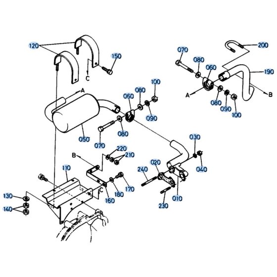 Muffler Assembly for Kubota KH36