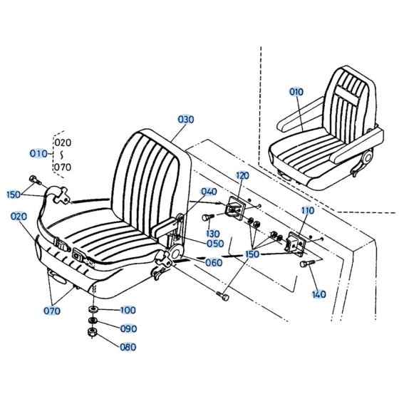 Seat Assembly for Kubota KH66 Mini Excavator