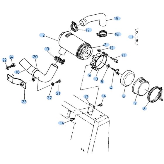 Air Cleaner Assembly for Kubota KH90 Mini Excavator