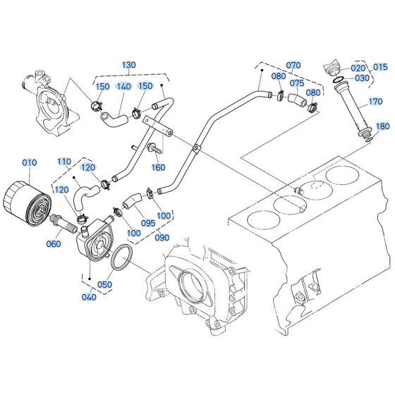 Oil Filter Assembly for Kubota KX080-3 Mini Excavator