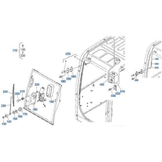 Wiper Assembly for Kubota KX080-3 Mini Excavator