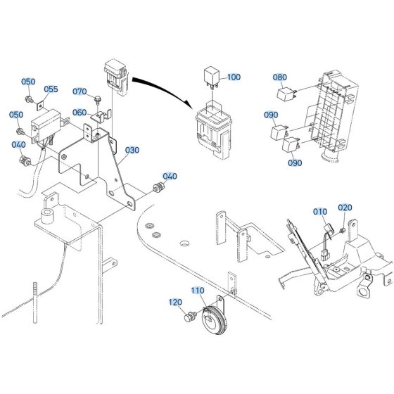 Relay Assembly for Kubota KX080-4s Mini Excavator