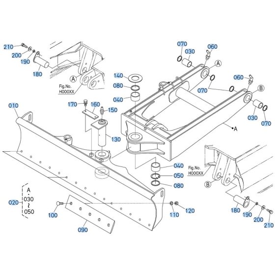 Blade (Angle) Assembly for Kubota KX080-5 Mini Excavator