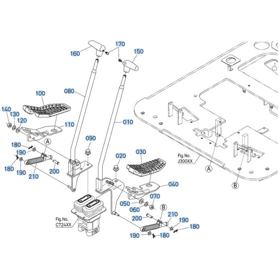 Control Lever (Travel) Assembly for Kubota KX080-5 Mini Excavator