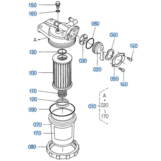 Fuel Filter Assembly for Kubota KX121-3 Mini Excavator