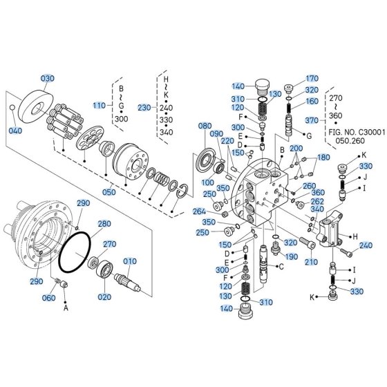Drive Motor Assembly -1 for Kubota KX121-3 Mini Excavator