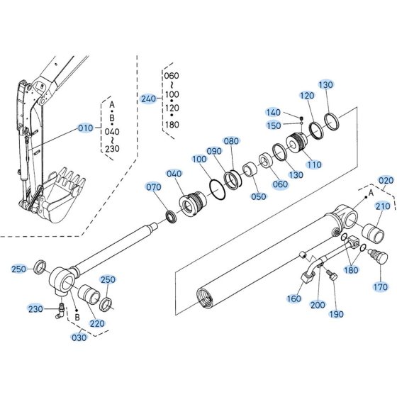 Bucket Cylinder Assembly for Kubota KX121-3 Mini Excavator