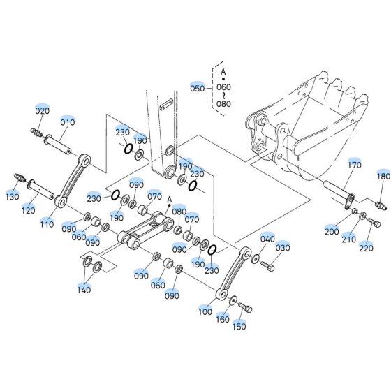 Bucket Link Assembly for Kubota KX91-3s Mini Excavator