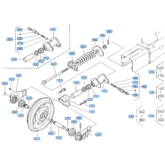 Idler Assembly for Kubota KX91-3s Mini Excavator