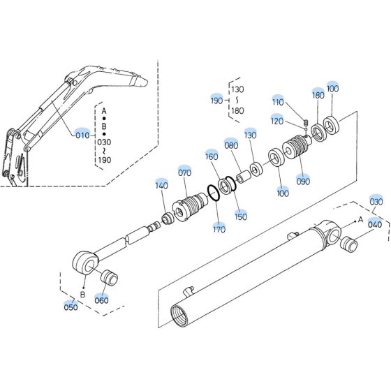 Arm Cylinder Assembly for Kubota KX91-3s Mini Excavator