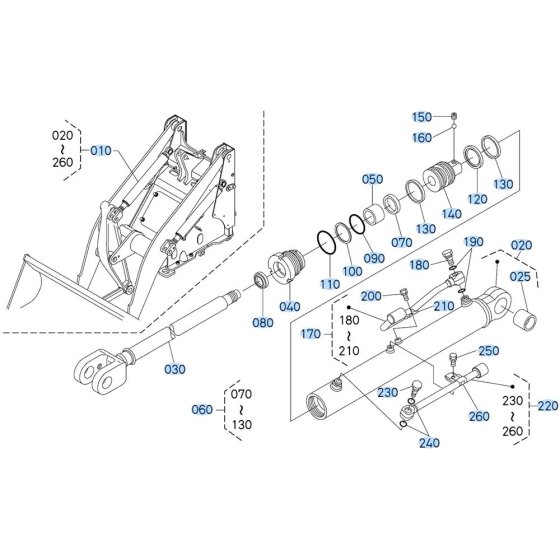 Lift Cylinder (Right) Assembly for Kubota R430 Loader