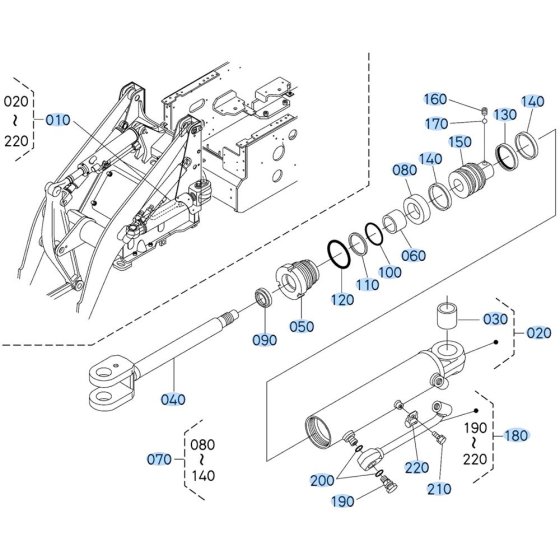 Steering Cylinder Assembly for Kubota R430 Loader