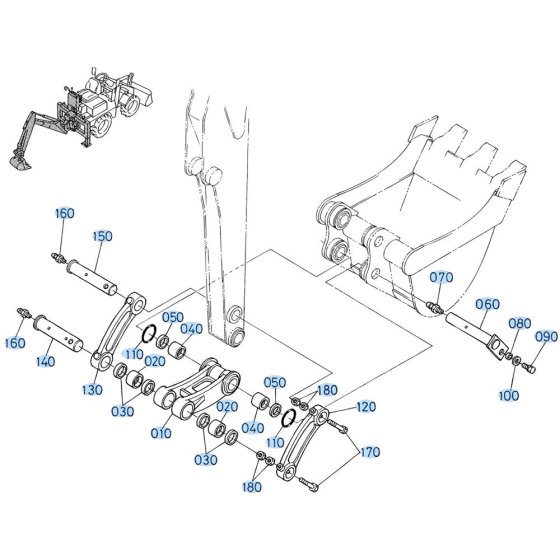 Bucket Link (Rear) Assembly for Kubota R430 Loader