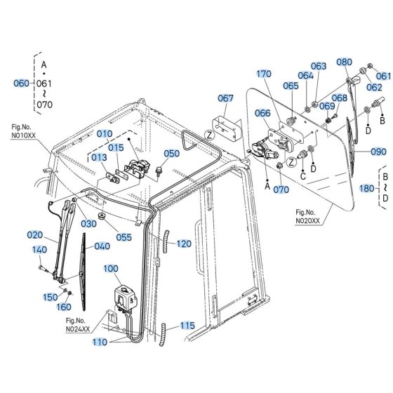 Wiper Motor Assembly for Kubota R430 Loader
