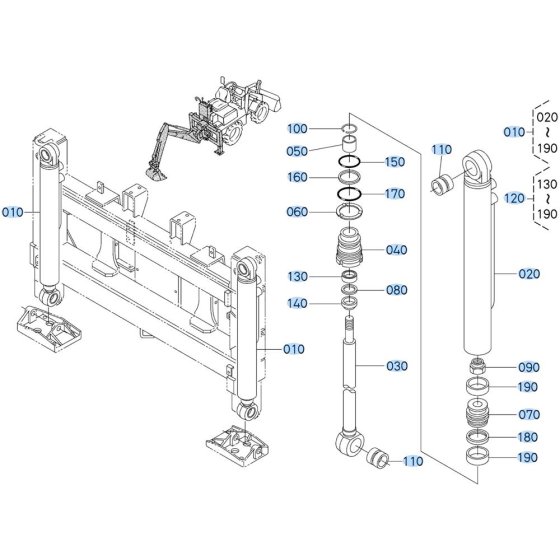 Outrigger Cylinder Assembly for Kubota R430 Loader